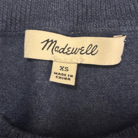 Madewell Lightweight Striped Crew Neck Single Pocket Cotton Blend Sweater - Picture 8 of 9